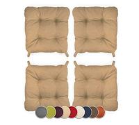 sunnypillow Lot de 4 galettes de Chaise en Forme de trapèze - Beige | Assise Confortable avec Bande de Velcros Intérieure extérieure Dimensions: 40 (arrière) 35 (derrière) x 40 x 8 cm
