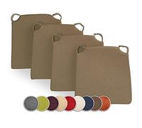 sunnypillow Lot de 4 galettes de Chaise en Forme de trapèze - Brun | Assise Confortable avec Bande de Velcros Intérieure extérieure Dimensions: 42 (arrière) 35 (derrière) x 40 x 5 cm