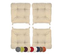 sunnypillow Lot de 4 galettes de Chaise en Forme de trapèze - Ecru | Assise Confortable avec Bande de Velcros Intérieure extérieure Dimensions: 40 (arrière) 35 (derrière) x 40 x 8 cm
