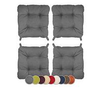 sunnypillow Lot de 4 galettes de Chaise en Forme de trapèze - Gris | Assise Confortable avec Bande de Velcros Intérieure extérieure Dimensions: 40 (arrière) 35 (derrière) x 40 x 8 cm