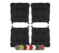 sunnypillow Lot de 4 galettes de Chaise en Forme de trapèze - Noir | Assise Confortable avec Bande de Velcros Intérieure extérieure Dimensions: 40 (arrière) 35 (derrière) x 40 x 8 cm
