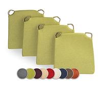sunnypillow Lot de 4 galettes de Chaise en Forme de trapèze - Vert Limone | Assise Confortable avec Bande de Velcros Intérieure extérieure Dimensions: 42 (arrière) 35 (derrière) x 40 x 5 cm