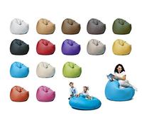 sunnypillow Pouf Poire 100cm diamètre - Bleu | avec 120 L Billes de polystyrène intérieure extérieur Fauteuil avec Rembourrage Perles EPS