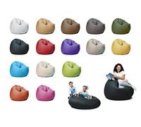 sunnypillow Pouf Poire 125cm diamètre avec 260 L Billes de polystyrène intérieure extérieur Fauteuil avec Rembourrage Perles EPS Noir