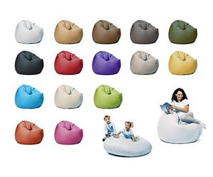 sunnypillow Pouf Poire 125cm diamètre avec 260 L Billes de polystyrène intérieure extérieur Fauteuil avec Rembourrage Perles EPS Blanc