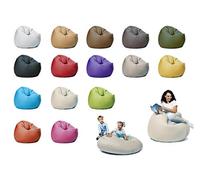 sunnypillow Pouf Poire 145cm diamètre avec 300 L Billes de polystyrène intérieure extérieur Fauteuil avec Rembourrage Perles EPS Crémeux