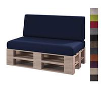 sunnypillow Set de 2 Coussins pour Canapé Palette Matelas - Bleu | d’Assise 120 x 80 x 15 cm + Dossier 120 x 40 x 20/10 cm - Coussin Salon de Jardin, Terrasse, Balcon