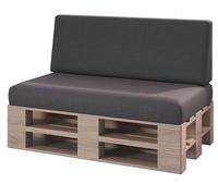 sunnypillow Set de 2 Coussins pour Canapé Palette Matelas Extérieur - d’Assise 120 x 80 x 15 cm + Dossier 120 x 40 x 20/10 cm - Coussin Salon de Jardin, Terrasse, Balcon - Anthracyt