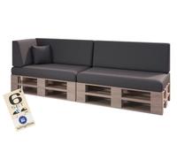 sunnypillow Set de 6 Coussins pour Canapé Palette - Anthracyt | Matelas Extérieur Impermeable, Anti UV - d’Assise 120 x 80 x 15 cm + Dossier 120 x 40 x 20/10 cm - Coussin Salon de Jardin