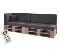 sunnypillow Set de 6 Coussins pour Canapé Palette - Matelas Extérieur Impermeable, Anti UV - d’Assise 120 x 80 x 15 cm + Dossier 120 x 40 x 20/10 cm - Coussin Salon de Jardin, Terrasse - Anthracyt