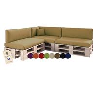 sunnypillow Set de 8 Coussins pour Canapé Palette Matelas Extérieur - d’Assise 120 x 80 x 15 cm + Dossier 120 x 40 x 20/10 cm - Coussin Salon de Jardin, Terrasse, Balcon - Beige