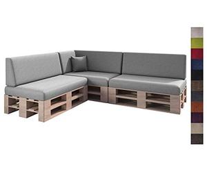 sunnypillow Set de 8 Coussins pour Canapé Palette Matelas Extérieur - d’Assise 120 x 80 x 15 cm + Dossier 120 x 40 x 20/10 cm - Coussin Salon de Jardin, Terrasse, Balcon - Gris