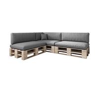 sunnypillow Set de 8 Coussins pour Canapé Palette - Matelas Extérieur Impermeable, Anti UV - d’Assise 120 x 80 x 15 cm + Dossier 120 x 40 x 20/10 cm - Coussin Salon de Jardin, Terrasse - Gris