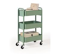 SunnyPoint Organiseur de Rangement Compact à roulettes en métal à 3 Niveaux - Chariot Utilitaire Mobile pour Cuisine/sous Le Bureau avec roulettes