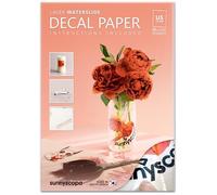 Sunnyscopa Lot de 20 feuilles de papier décalcomanie à l’eau pour imprimante laser, transparent, 21,6 x 27,9 cm, papier d’impression personnalisable pour gobelets, verres, tasses