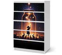 Sunnywall Film pour meubles compatible avec IKEA Malm Commode Film autocollant avec motif attrape-étoiles fille | Collage sans bulles | Chambre d'enfant (Malm 6 tiroirs ≈ 80 cm)