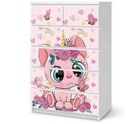 Sunnywall® Lot de 6 films de protection pour meubles - Pour commode IKEA Malm - Avec motif chat licorne - Collage sans bulles - Pour chambre d'enfant - 80 cm