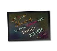Sunnywall Paillasson personnalisé avec nom au choix - Décoration de porte d'entrée personnalisée - Bienvenue | Home Sweet Home | Idée cadeau Paillasson est là où sont mes proches sont 60 x 40 cm