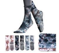 Sunolkie Lot de 3 paires de chaussettes de yoga antidérapantes pour femmes, couleurs nébuleuse, taille unique, idées cadeaux pour toutes les occasions