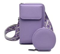 Sunolkie Sac à Bandoulière pour Téléphone Portable Femme - Petit Sac à Bandoulière Stylé pour Femme avec Large Bandoulière en Cuir et Porte-Monnaie (Violet, Régulière)