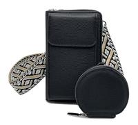 Sunolkie Sac à Bandoulière pour Téléphone Portable Femme - Petit Sac à Bandoulière Stylé pour Femme avec Large Bandoulière en Cuir et Porte-Monnai (Noir)