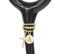 SUNOREEK Jolie breloque stéthoscope pour infirmières, croix dorée et lettre initiale - Accessoires de décoration - Cadeau pour médecin, vétérinaire, travailleur médical, infirmier, étudiant, remise de
