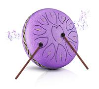 Sunowl Steel Tongue Drum, 6 Inch 11 Tons D Key Handpan Drum, Percussion Steel Drum Kit, Mini Tambour à Langue Handpan Instrument pour Performances, Méditation, Yoga, Education, Violet