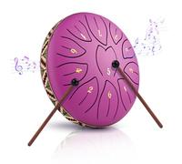 Sunowl Steel Tongue Drum, 6 Pouces 11 Tons C Key Handpan Drum, Mini Tambour à Langue Handpan Instrument, Percussion Steel Drum Kit pour Performances, Méditation, Yoga, Education, Violet