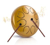 Sunowl Steel Tongue Drum, 6 Pouces 8 Tons D Key Handpan Drum, Mini Tambour à Langue Handpan Instrument, Percussion Steel Drum Kit pour Performances, Méditation, Yoga, Education, Or