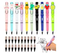 SUNOYA 10 Pièces Crayon Éternel, Crayon Mine Éternelle avec 20 Pièces Pointes de Rechange, Crayons Sans Encre Éternels, Crayon Éternelle avec Gomme, Petit Cadeau pour Enfants