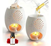 SUNOYA 2pcs Brûleurs Parfumé Céramique Brûle, Brûleur À Huile Essentielle en Céramique, Bruleur Huile Essentielle10,5×10,5×12 Cm, Bruleur Bougie Fondant en Céramique pour Décoration Maison Méditation