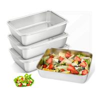 SUNOYA 4 Pièces Boîtes De Conservation En Acier Inoxydable, Boîte À Charcuterie En Acier Inoxydable, Boîtes À Charcuterie Pour Réfrigérateur, Récipient Stockage Conservation Alimentaire Inoxydable