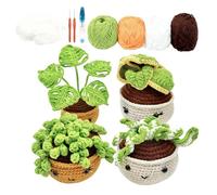 SUNOYA 4 Pièces Kit De Crochet, Kit De Crochet Pour Débutants, Kit Crochet Debutant, Plantes En Pot Suspendues Kit De Démarrage Avec Instructions, Crochets, Fil, Remplissage, Tutoriels Vidéo Étape