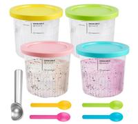 SUNOYA 4 Pièces Récipients À Glace, Bacs À Creami Glacée, Pour La Sorbetière Ninja Creami, Machine À Crème Glacée Avec Bacs Accessoires Pour Machines À Glace Pour La Série Nc500 Nc501