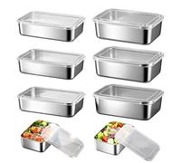 SUNOYA 6 Pièces Boite Gouter Inox, Boîtes De Conservation En Acier Inoxydable, Boîtes De Conservation Avec Couvercle, Boîte De Stockage Avec Couvercle Pour Restaurant, Cuisine(1100ml*3, 1700ml*3)