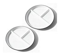 SUNOYA AssietteS Compartiment Adulte,2 Pièces Assiettes Divisées En Céramique,Assiette Controle De Portion,Assiette Divisée En Céramique Pour Adultes,Goûters,Salades,Desserts,Collations,Fêtes