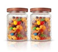 SUNOYA Bocal en Verre avec Couvercle, Lot De 2 Bocaux en Verre Hermétique Pot de Rangement pour Cuisine Céréales Biscuits Café Thé Épices Bocal en Verre Hermétique Idéal pour Aliments Secs, 700 ml