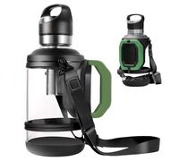 SUNOYA Bouteille D'eau En Verre De 2 L, Gourde En Verre, avec Poignée, Goupillon, Anti-Fuite, pour la Randonnée En Plein Air Fitness Voyage Camping Cyclisme
