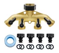 SUNOYA Distributeur 4 Voies avec 4 Connecteurs, 4 Voies Séparateur de Tuyau Répartiteur Adaptateur, Séparateur de Tuyau à 4 Voies pour L'irrigation du Jardin 3/4'' Connecteur, Cuisine Machine a Laver