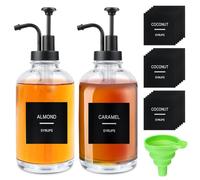 SUNOYA Distributeur Sirop, 2 Distributeurs de Sirop de Café en Verre, Distributeur de Sirop en Verre, Bouteilles de Distributeur de Sirop Café, Distributeur Sirop de Café, Bouteille de Sirop en Verre