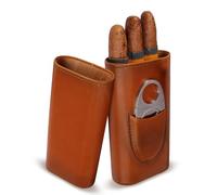 SUNOYA Étui À Cigare, Boite A Cigare, Boîte À Cigare Portable, Étui À Cigare Portable En Cuir Pour Cigares 3, Boîte À Cigares Hydratante Cave À Cigares Marron En Cèdre Pour Voyage Et Travail(Marron)