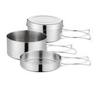 SUNOYA Kit De Casseroles Camping, Cuisine De Camping en Acier Inoxydable Set, Lot De 4 Casseroles De Camping en Acier Inoxydable, Batterie De Cuisine De Camping Pour Pique-Nique, Trekking et Randonnée