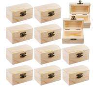 SUNOYA Boite En Bois,12 Pièces Boite En Bois Avec Couvercle, Coffre Au Trésor, Petite Boite En Bois,Boite Bois Couvercle Pour Rangement Décoration Cadeau, Peinture Et Diy (9 X 5.5 X 5 cm)