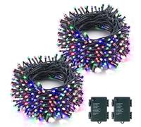 SUNOYA Lot De 2 10m 100 LED Guirlande Lumineuse Pile, Guirlande Lumineuse Exterieure, Guirlande Lumineuses Multicolore, 8 Modes De Noël Par Chambre, Mariage, 2 Pièces, Multicolore