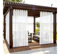 SUNOYA Lot de 2 rideaux extérieurs transparents résistants aux intempéries et imperméables à œillets 210 x 134 cm Blanc transparent