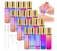 SUNOYA Lot de 20 Bouteilles à Bille d'Huiles Essentielles en Verre - 10 ml - Vides - Avec Billes en Acier Inoxydable - Rechargeables - Pour Aromathérapie et Fabrication de Parfums Personnalisés