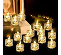 SUNOYA Lot de 24 bougies chauffe-plat LED sans flamme, en cristal, sans flamme, bougies LED pour mariages, Halloween, décoration de Noël