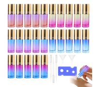 SUNOYA Lot de 25 Bouteilles a Bille D'huiles Essentielles, 5ml Flacon Roll On En Verre, Roll On Huile Essentielle, avec Décapsuleur, Entonnoir et Compte-Gouttes, pour Huiles Essentielles, Lotions