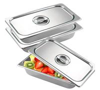 SUNOYA Lot De 3 Bac Inox Alimentaire, Plat Four Rectangulaire, 32,5 x 17,6 CM Plats À Four En Acier Inoxydable, Plat Four Rectangulaire, Bac De Cuisson En Inox, Pour Servir Des Plats Et Gril Gâteaux