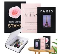 SUNOYA Lot de 3 livres décoratifs pour la décoration de la maison - Livre décoratif pliable - Boîte de rangement pour café, hôtel